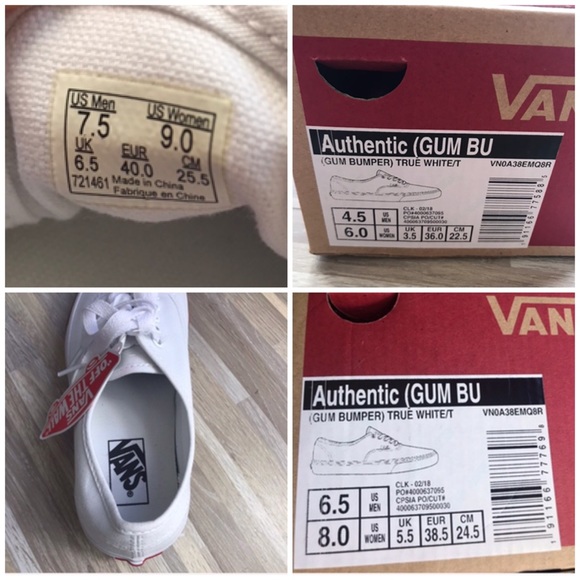 NWT VANS Authentic Gum Bumper True White Women’s - Picture 8 of 8